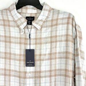 NEW Daniel Hechter Paris Linen Blend Plaid Button Down Shirt Men's Size XXL